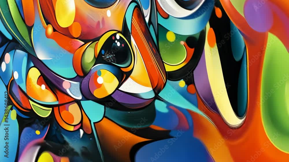 Poster vibrant abstract fluid motion with dynamic colorful shapes and energetic patterns