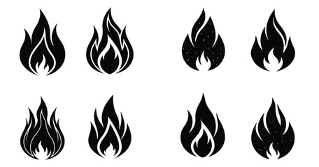 Abstract illustration set of fire flame icon on white background