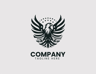 Obraz premium Proud Eagle American Flag Vector Logo