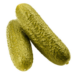 marinated pickled Cucumber isolated on white background, full depth of field