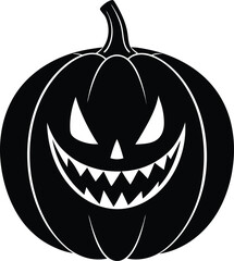 single pumpkin with spooky grin