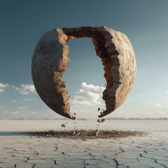Half-Frozen Earth Sphere with Melting Glaciers