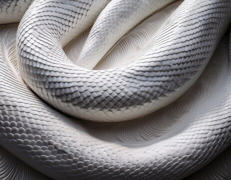 white snake sculpture with scales texture close up abstract artwork