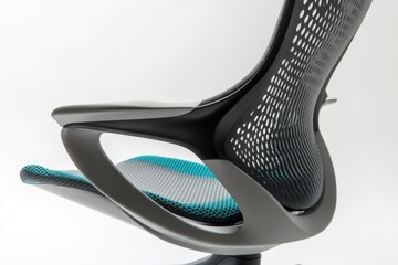 Modern ergonomic office chair with breathable mesh back and teal accents.