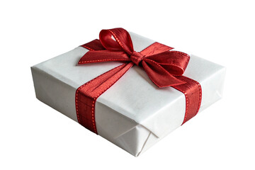 Obraz premium red gift box with ribbon isolated on white background