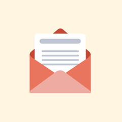 Email Icon with Envelope and Document for Digital Correspondence