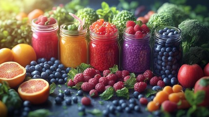 Isometric Illustration of Healthy Food Ingredients