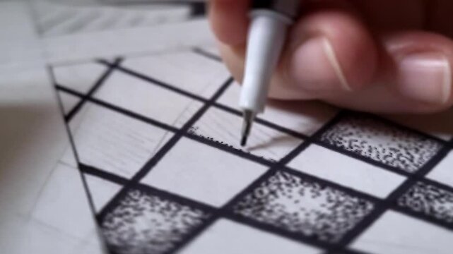 Hand drawing abstract black and white pattern