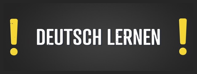 Deutsch lernen (learn German) - A blackboard illustration with white text.
