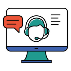Technical Support Vector Icon Representing Remote Technical Services, Customer Service Support, and Online Troubleshooting