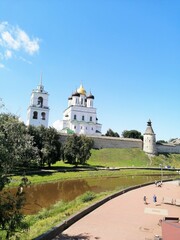 Pskov fortress. Walls of an ancient fortress. Russia