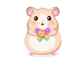 Fototapeta premium Cute hamster holding a cookie