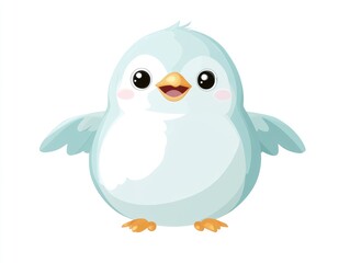 Cute light blue penguin with big eyes and a happy expression