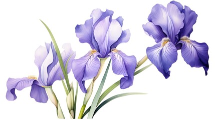 Detailed watercolor painting of a beautiful floral design on a white background