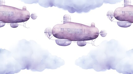 Elegant seamless pattern with pastel colors, lace, brush strokes, and clouds
