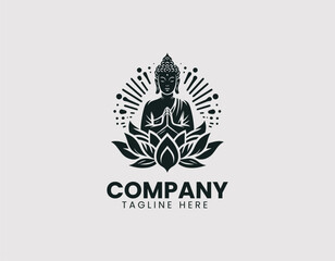 Obraz premium Meditating Buddha Lotus Line Art Vector Logo