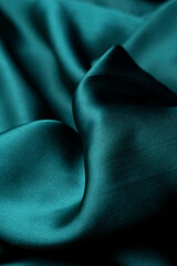 Soft Green Silk Material with Shiny, Glossy Surface