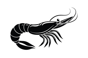 Naklejka premium silhouette of a shrimp fish vector.