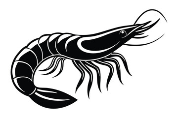 silhouette of a shrimp fish vector.
