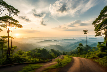 Beautiful mountain landscape trees and beautiful view,in good quality, generative ai