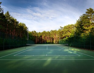 tennis court in a forest park