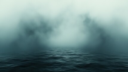 Obraz premium Mysterious sea with fog, horizon obscured by haze