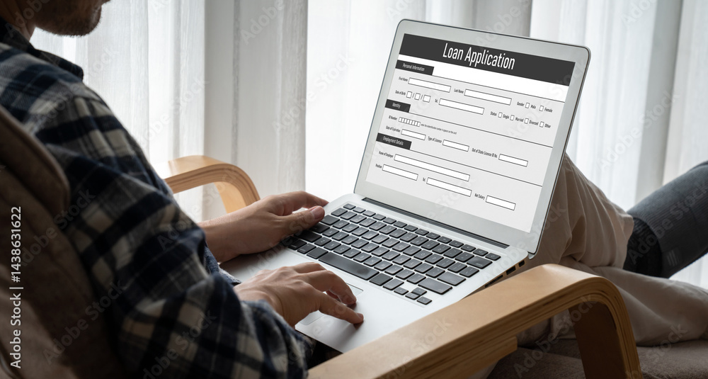 Poster online loan application form for modish digital information collection on the internet network