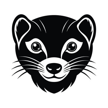 Black and white mongoose head vector graphic animal illustration