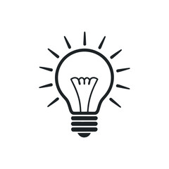 Simple Light Bulb Vector Icon Symbolizing Ideas Innovation And Creative Thinking On White Background