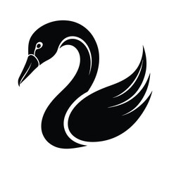 Elegant black swan silhouette vector illustration for design and decoration projects
