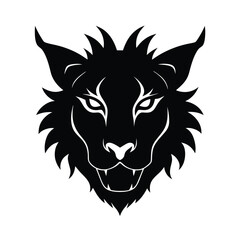 Obraz premium Stylized Black Lynx Head, Feline Predator, Wild Animal Silhouette