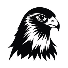 Majestic Hawk Head Profile, Black and White Vector Illustration