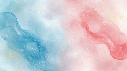 Fototapeta premium A vibrant display of swirling blue and red hues intertwining with delicate sparkling elements against a muted background, evoking movement and harmony, ideal for artistic projects