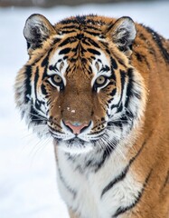 Obraz premium tiger in winter snow, close up