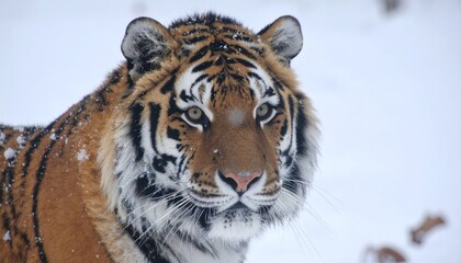 Obraz premium tiger in winter snow, close up