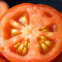 Freshly Cut Ripe Tomato Close-Up