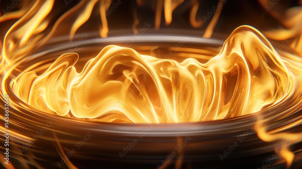 Poster dynamic fire swirl abstract studio visual art dark environment close-up view energy concept