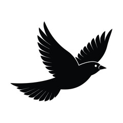 Obraz premium Black silhouette of bird in flight vector illustration on white background for graphic design