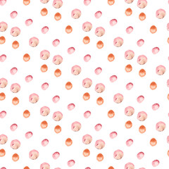 Watercolor Polka Dot Seamless Pattern in Peach Pink Tones