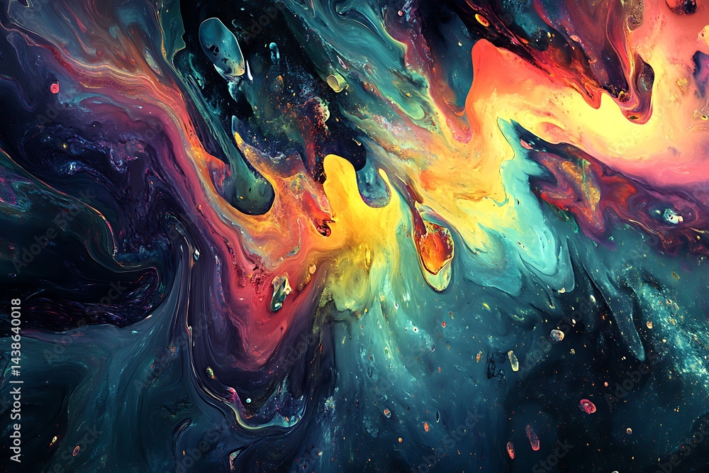 Poster abstract multicolored background with grunge texture and brush strokes