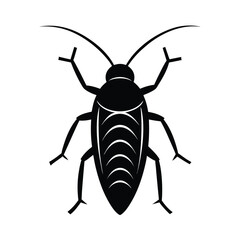Vector illustration of a black silhouette cockroach pest insect isolated on white background