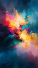 abstract multicolored background with grunge texture and brush strokes