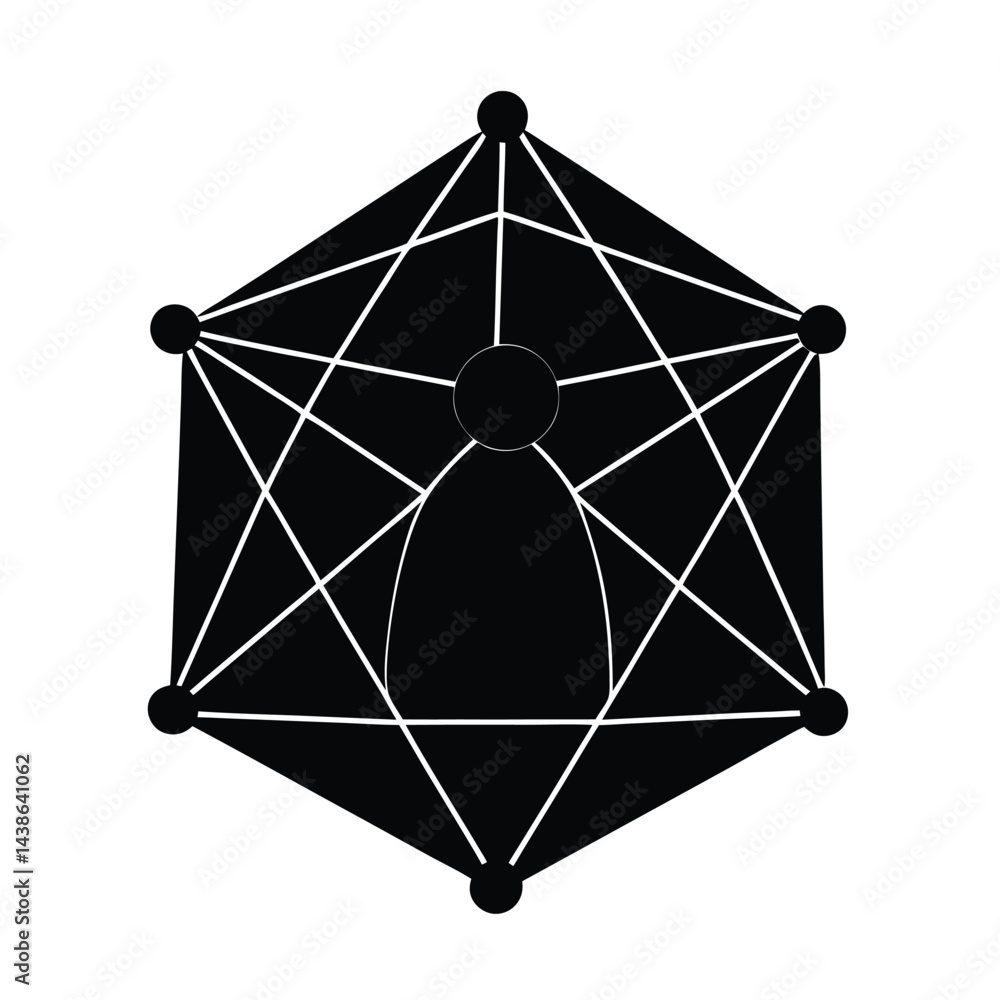 Aufkleber abstract black and white geometric design with interconnected lines and circles in minimalist style
