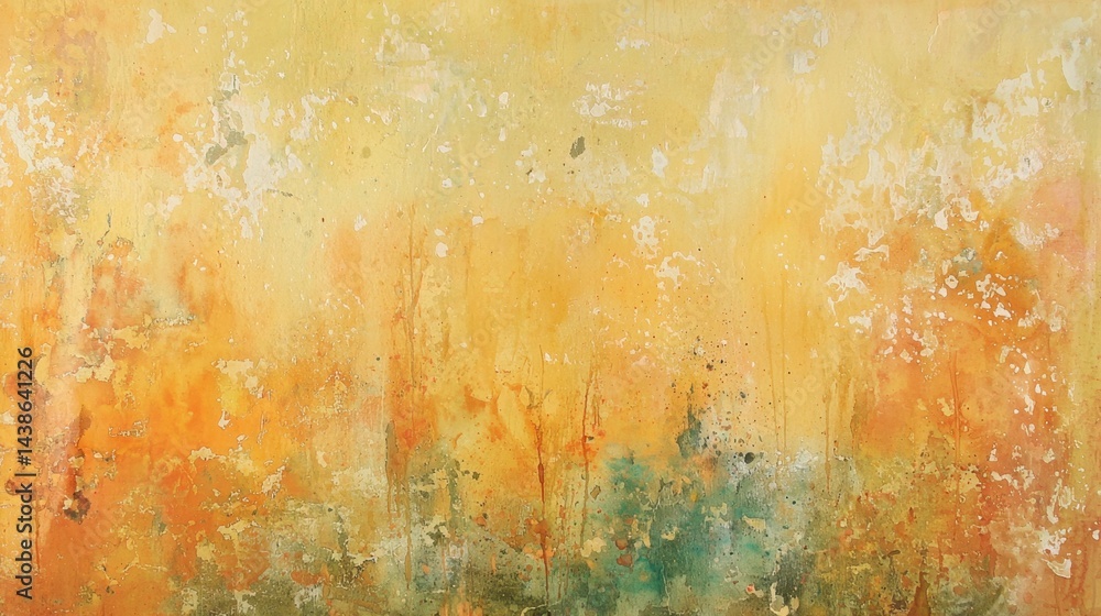 Aufkleber this artwork showcases a blend of yellow and orange tones with textured patterns, evoking a sense of