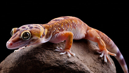 Fototapeta premium centralian rough knob tail gecko nephrurus amyae on a rock centralian rough knob tail gecko nephrurus amyae isolated on black background