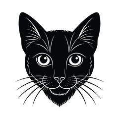 Elegant black cat face silhouette vector illustration isolated on white background for graphic design elements