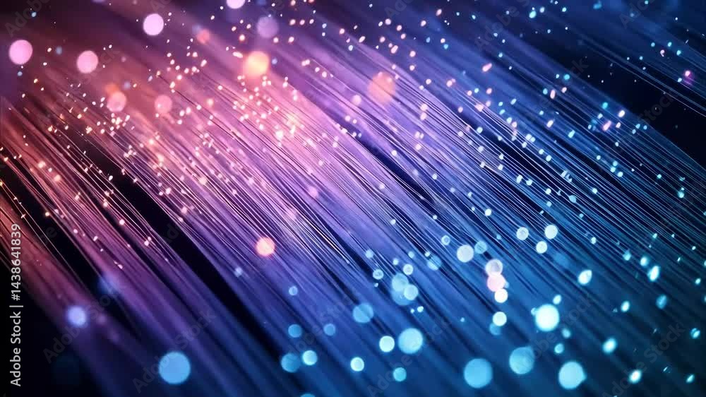 Poster Fiber wires spread through space create a stunning visual display in vibrant colors and intricate patterns, Spreading fiber wires in space