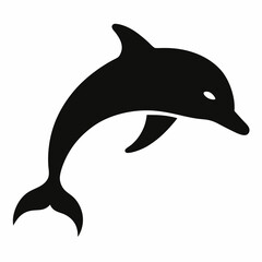Dolphin  silhouette on white background