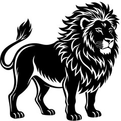 lion black and white with white background