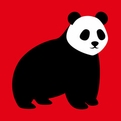 panda bear with red background